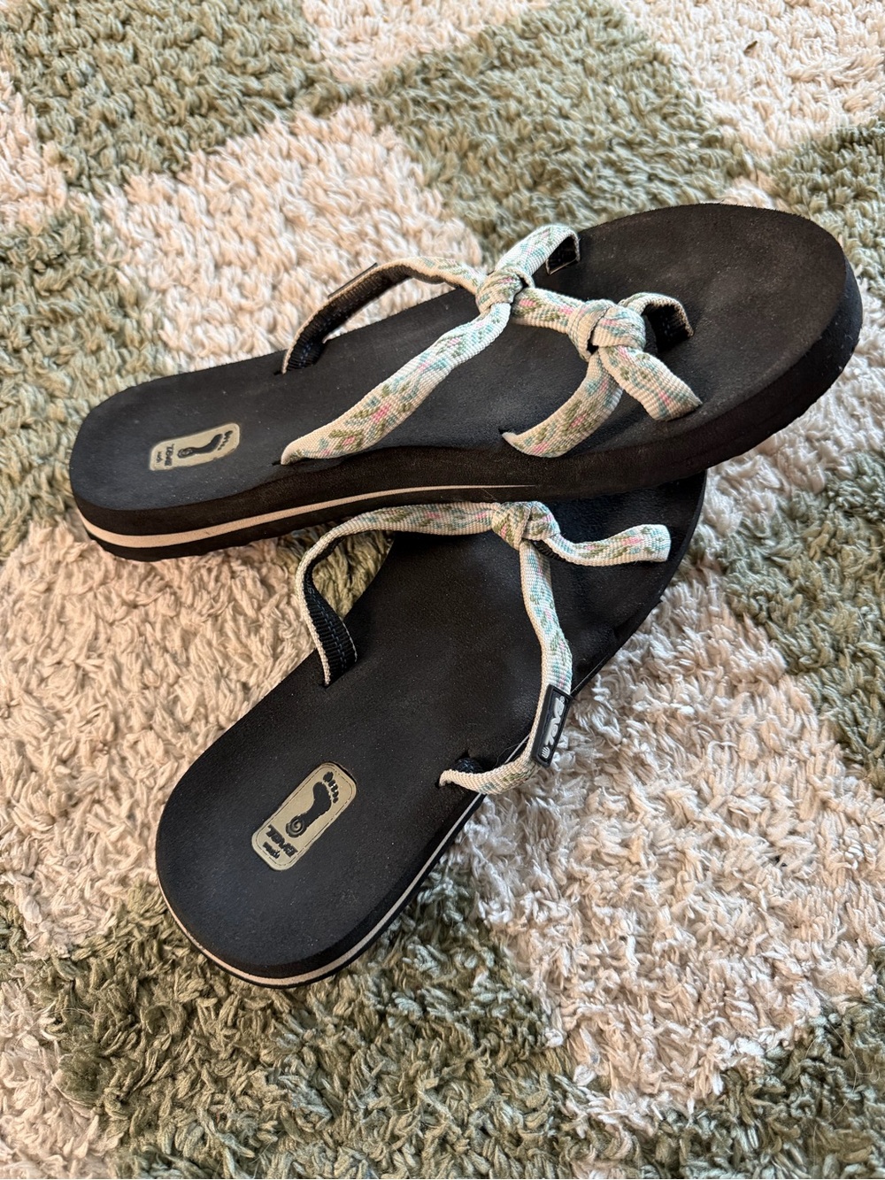 Teva Women's Black Sandals with Pale Floral Straps